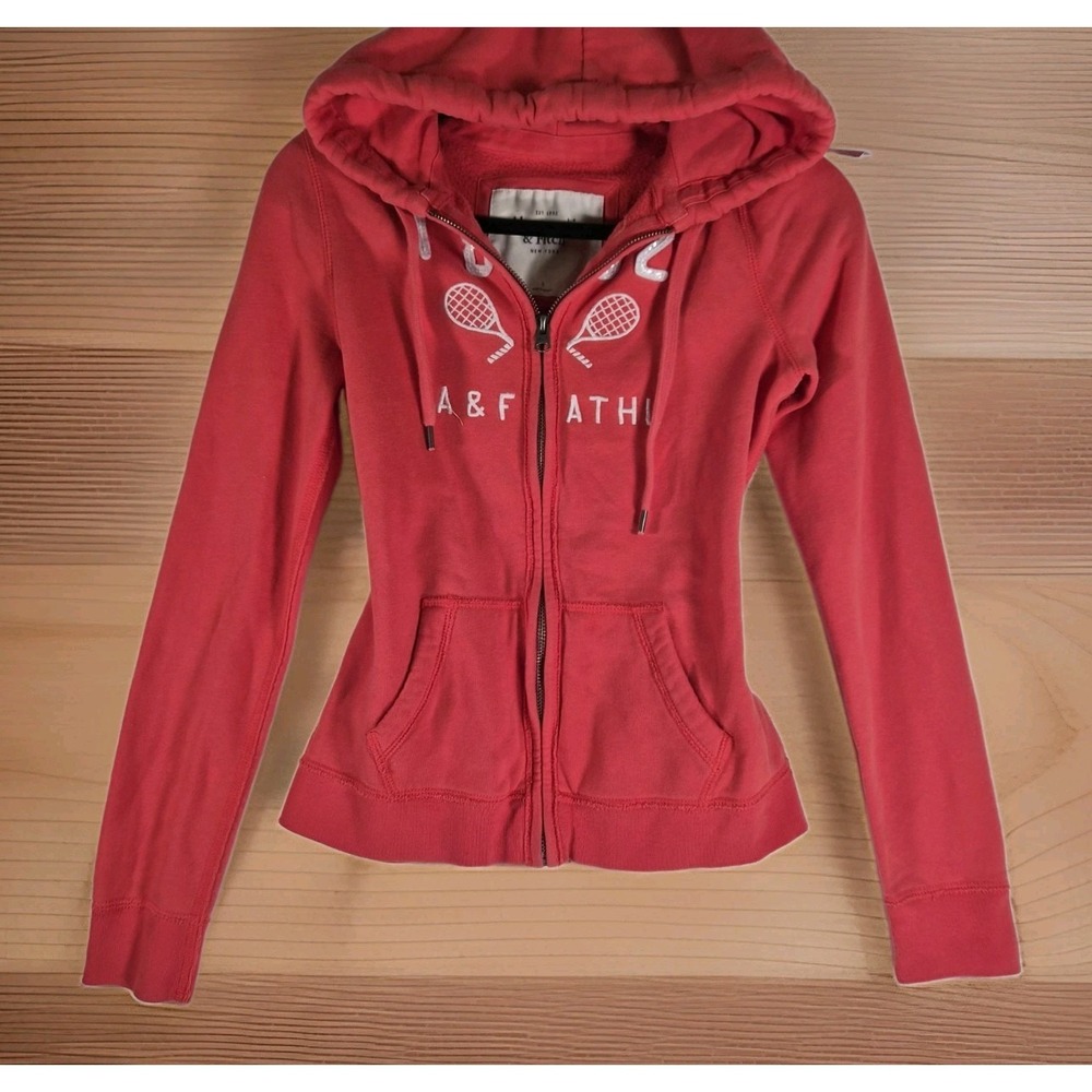 Y2K Abercrombie & Fitch Pink Full‎ Zip Hoodie 1892 Tennis Graphic